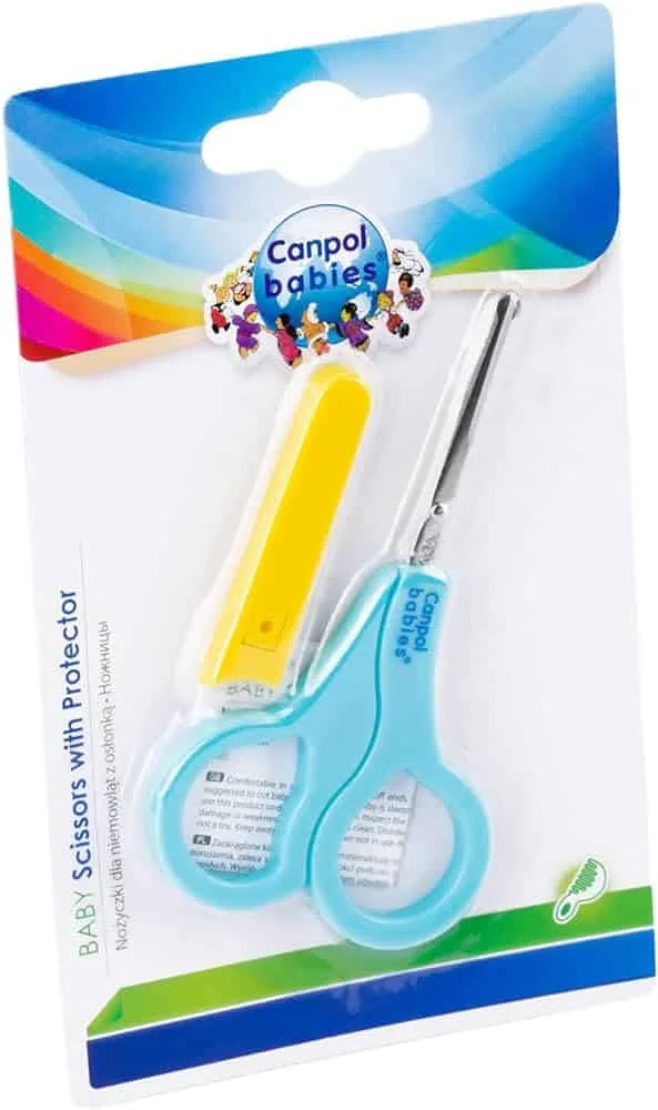 Canpol babies Round Tip Baby Nail Scissors with Cover, Blue